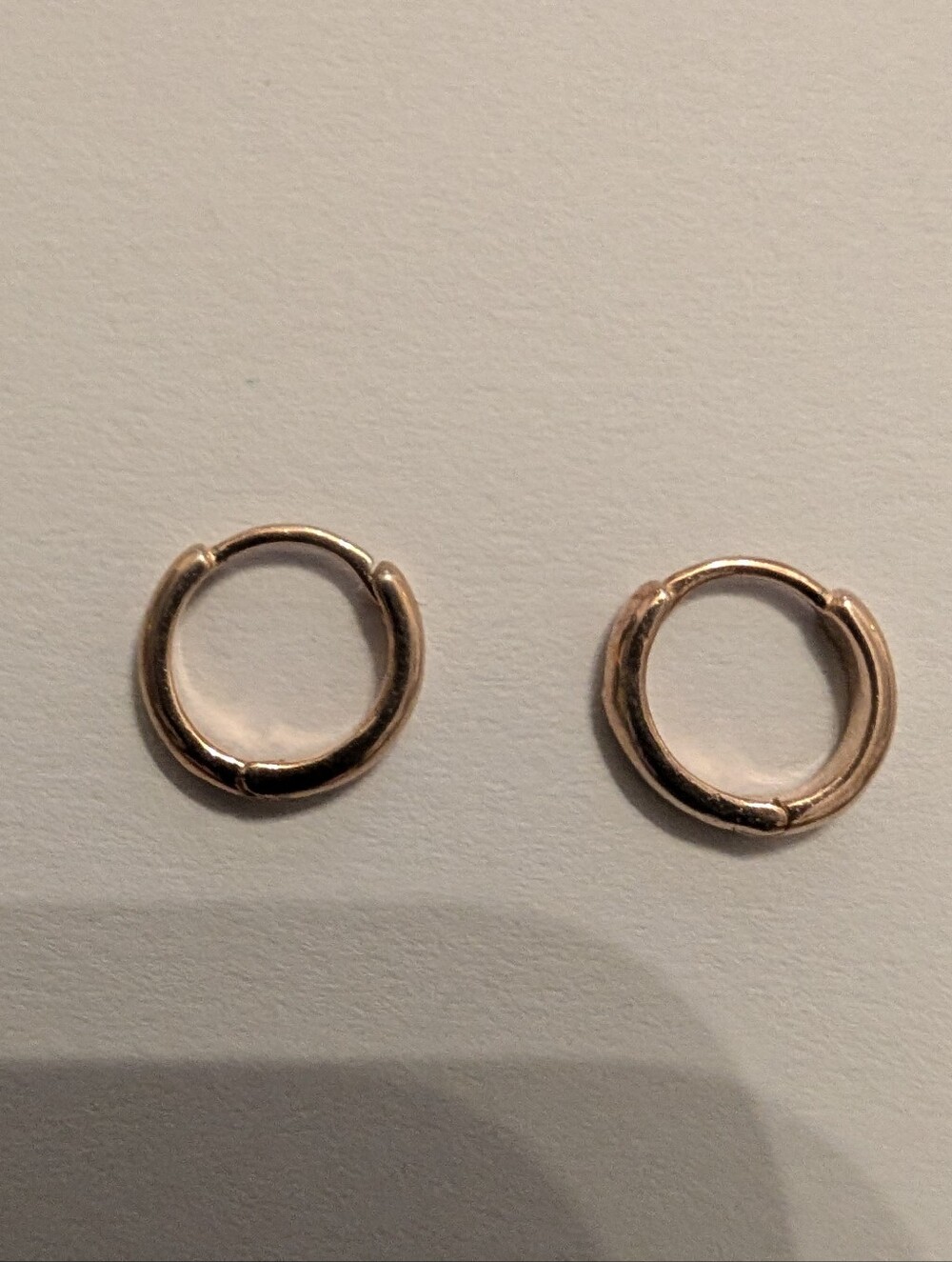 New Rose Gold S925 Sterling Silver Hinged Huggie Hoop Sleeper Earrings